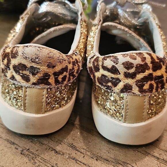 Gold Glitter Leopard Sneakers Size 10 - Picture 5 of 8